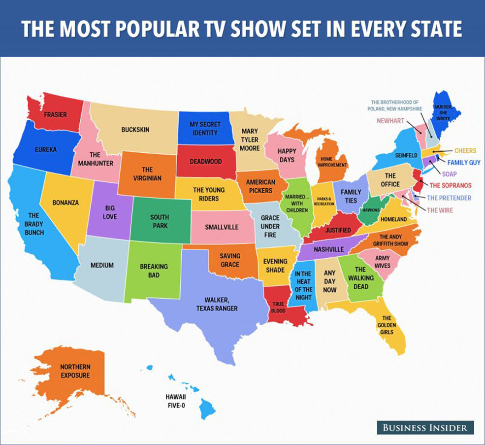 The Most Popular TV Shows Set in Every State Map